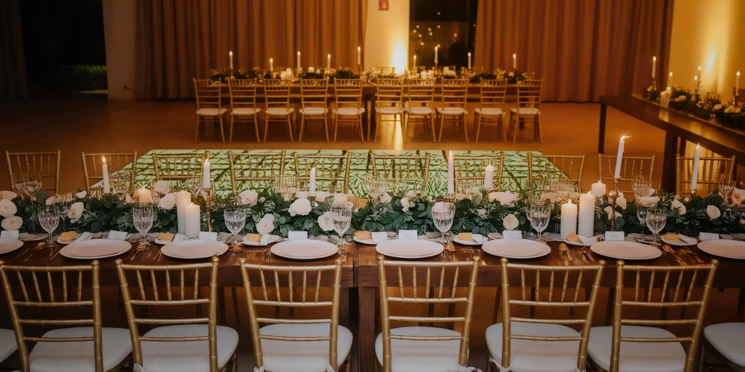Azure Veranda terrace wedding reception with elegant décor at Dreams Playa Mujeres Golf & Spa Resort