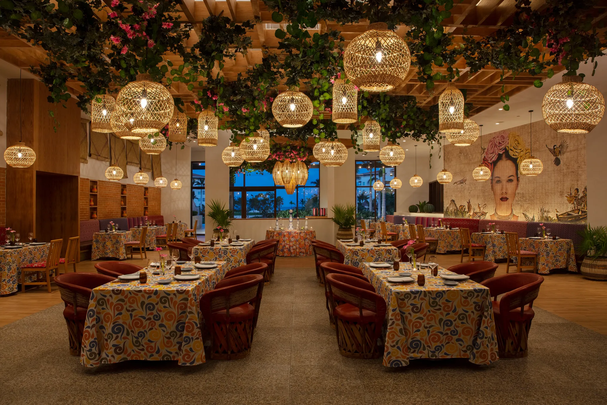 Tres Colores Mexican restaurant at Dreams Playa Mujeres Golf & Spa Resort featuring vibrant décor, authentic cuisine, and a festive dining atmosphere.